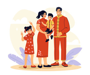 Family of asian nationality vector