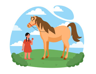 Girl and horse vector