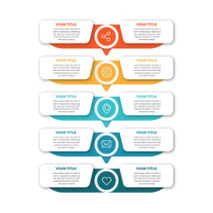 Business process infographic template. Five colourful graphic with numbers 5 steps. Vector illustration graphic design