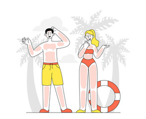 People burned at beach vector simple