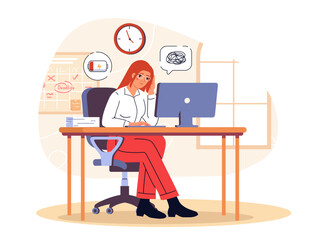 Tired of hard working woman vector