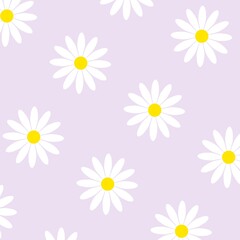 White daisy flower seamless pattern. 