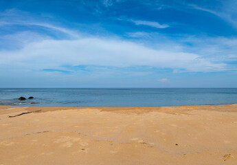 Fototapeta premium Top view beach sea space area nature and travel background in summer season