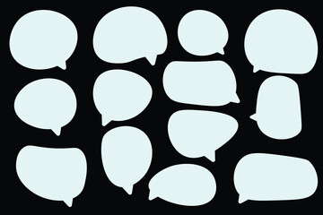 Set speech bubbles on black background. chat box or chat vector square and doodle message or communication icon Cloud speaking for comics and minimal message dialog