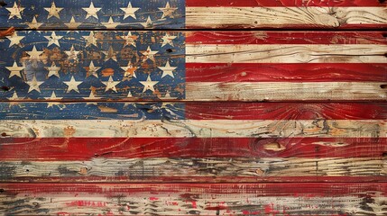 United States flag painted from wood made with Ai generative technology




