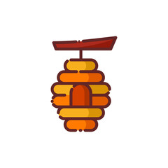 Bee Hive Lineal Icon - Autumn Season Icon Vector Illustration Design