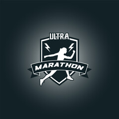 Obraz premium Runner frame art logo vector graphic illustration, sticker badge