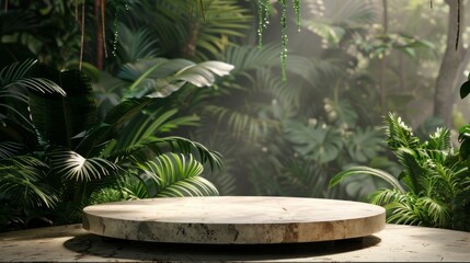 nice podium with good lighting with nature or forest background