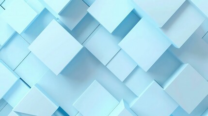 A soothing geometric pattern with cubes gently shaded in gradients of blue and green, arranged to mimic the calming waves of the ocean,