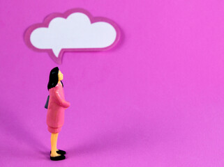 Woman with cloud to post a comment