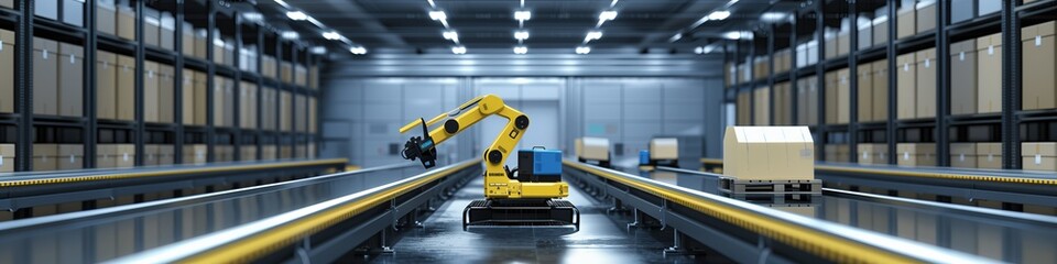 Naklejka premium automated warehouse from the future