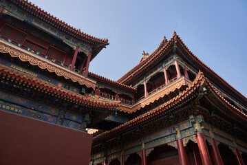 Fototapeta premium Yonghe Temple of Tibetan Buddhism in Dongcheng District in Beijing, China