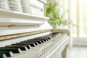 ピアノ教室に置いてあるピアノのクローズアップ「AI生成画像」