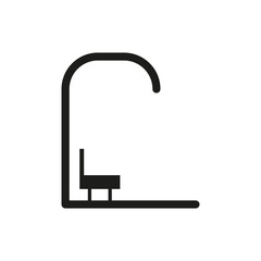 Minimalist shower vector. Simple line art shower design. Bathroom fixture icon. Black and white interior element illustration.