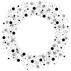 Abstract dotted circle. Black and grey. Geometric vector pattern. Dynamic design element.