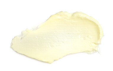 Tasty butter on white background, top view