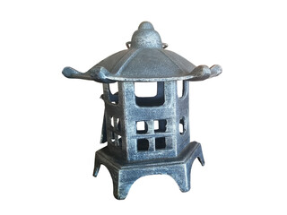 Old lantern isolated on white. Antique Japanese Cast Iron Lantern.