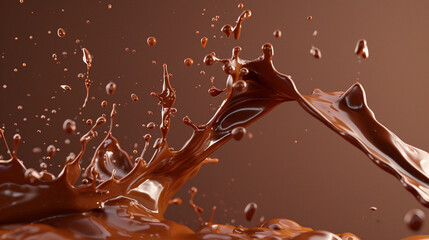 Fototapeta premium Two Liquid chocolate splashes colliding