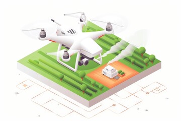 Advanced sensors in farming technology enhance agricultural techniques, supported by smart vector graphics in drone operations for field management