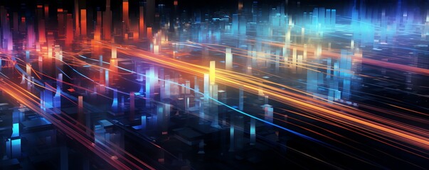 Obraz premium High speed network transmission top view displaying the concept of data traveling at high speeds through a network.
