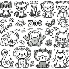 Children's Creativity: Coloring Activity with Zoo Animals Theme