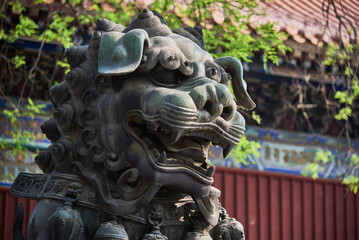 Dragon bronze statue in Yonghe Temple of Tibetan Buddhism in Beijing, China