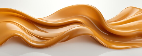Smooth, flowing caramel depicted in a continuous, silky ribbon, ideal for a luxurious and enticing foodrelated background.