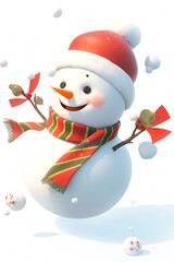 3D cute and simple snowman character, which can be use as decoration or complement to Christmas greetings.