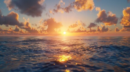 Beautiful sunrise over the sea realistic