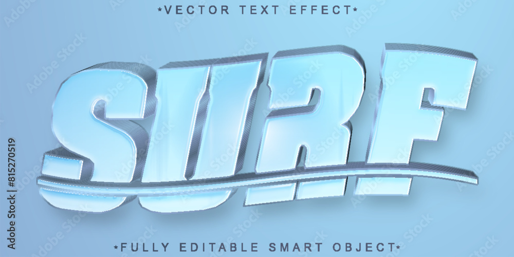 Poster blue soft surf vector fully editable smart object text effect