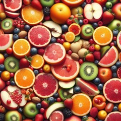 Snapshot of Fresh Fruit Slices: Nature's Colorful Aromas