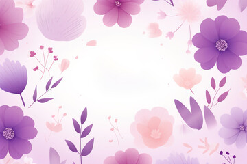 Background illustration with flowers over purple backgorund with copy space in the middle for text