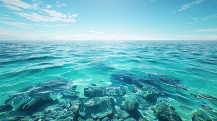 Fototapeta na wymiar beautiful turquoise natural water surface of lagoon realistic