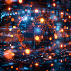 Fototapeta premium Digital world globe, a global network