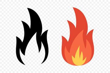 Vector Fire Flame Icon Set. Campfire Sign, Design Template. Bonfire, Isolated, Front View. Vector Illustration