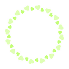 Hand drawn hearts border and frame on white background