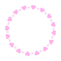 Hand drawn hearts border and frame on white background