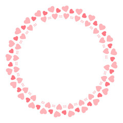 Hand drawn hearts border and frame on white background