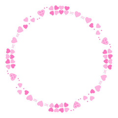 Hand drawn hearts border and frame on white background