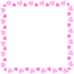 Hand drawn hearts border and frame on white background