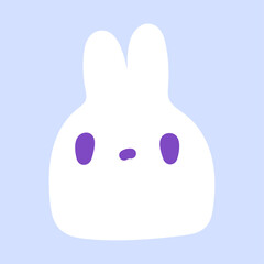 Hand drawn kawaii face on blue background