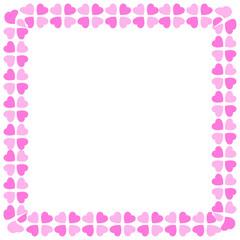 Hand drawn hearts border and frame on white background