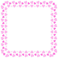 Hand drawn hearts border and frame on white background