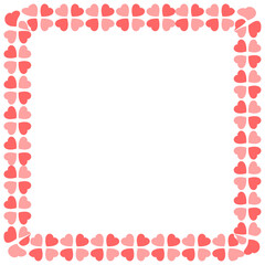 Hand drawn hearts border and frame on white background
