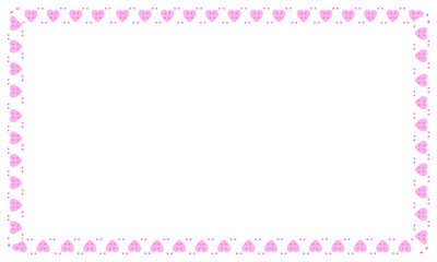 Hand drawn hearts border and frame on white background