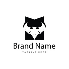 Simple black silhouette design bat logo illustration of a nighttime animal with a minimalist concept