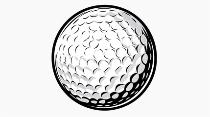 Zelfklevend Fotobehang Golf ball flat design, front view, ball theme, cartoon drawing, black and white