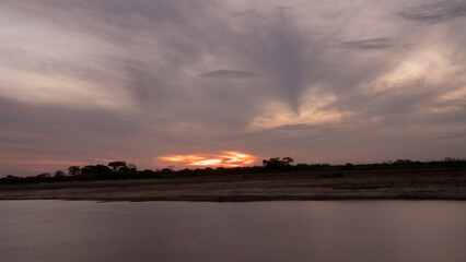 Long exposure shot of Corriente river in Esquina, Corrientes, Argentina, at sunset. Beautiful...