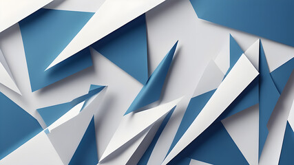 Abstract blue and white paper geometry composition banner background, Generative AI