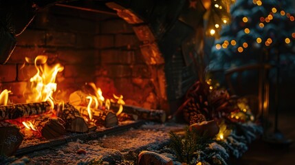 fire in the fireplace HD 8K wallpaper Stock Photographic Image realistic